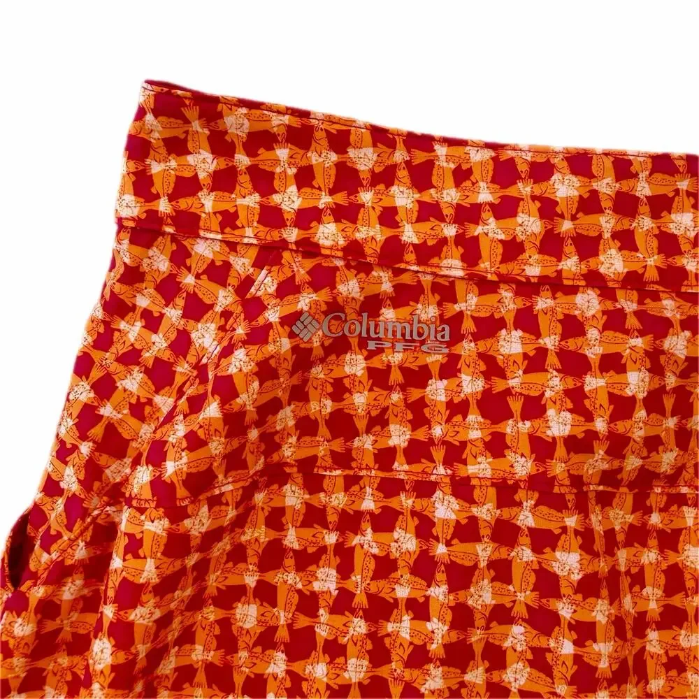 Columbia Orange Pink Bright Pattern Tennis Golf Outdoor Sporty Athleisure Skort